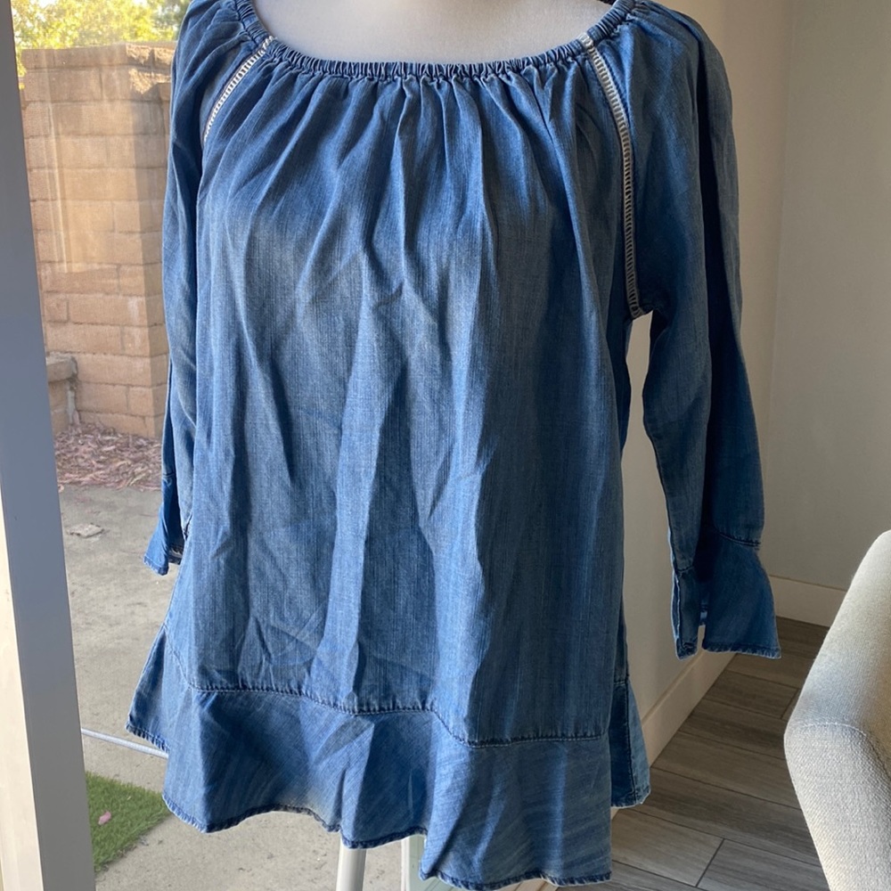 Inc denim peplum top M new with tags NWT